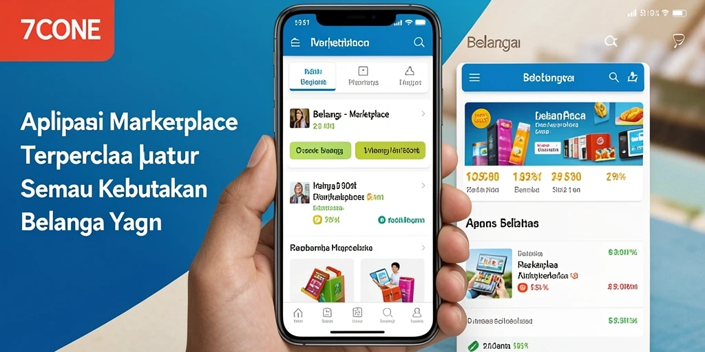 Antarmuka aplikasi Marketplace 7CONE yang user-friendly dan menarik.