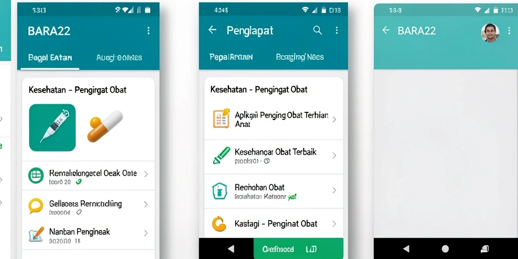 Tampilan antarmuka Pengingat Obat BARA22 yang modern dan user-friendly.