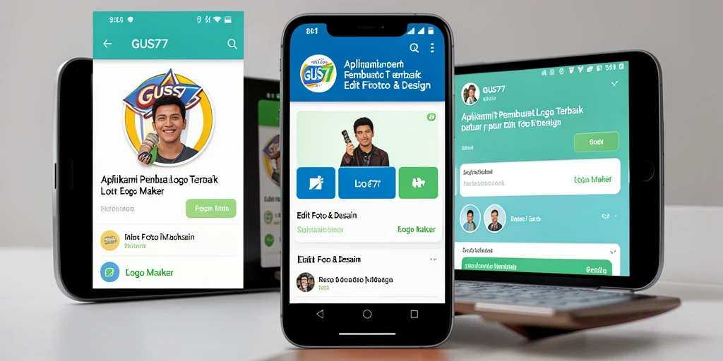 Screenshot GUS77 menampilkan antarmuka pengguna yang intuitif dan fitur Logo Maker yang menarik.
