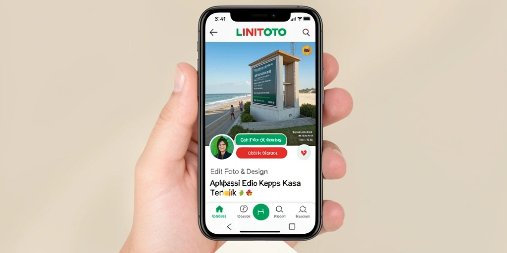 Antarmuka LINITOTO yang modern untuk Edit Foto Kertas Kaca.