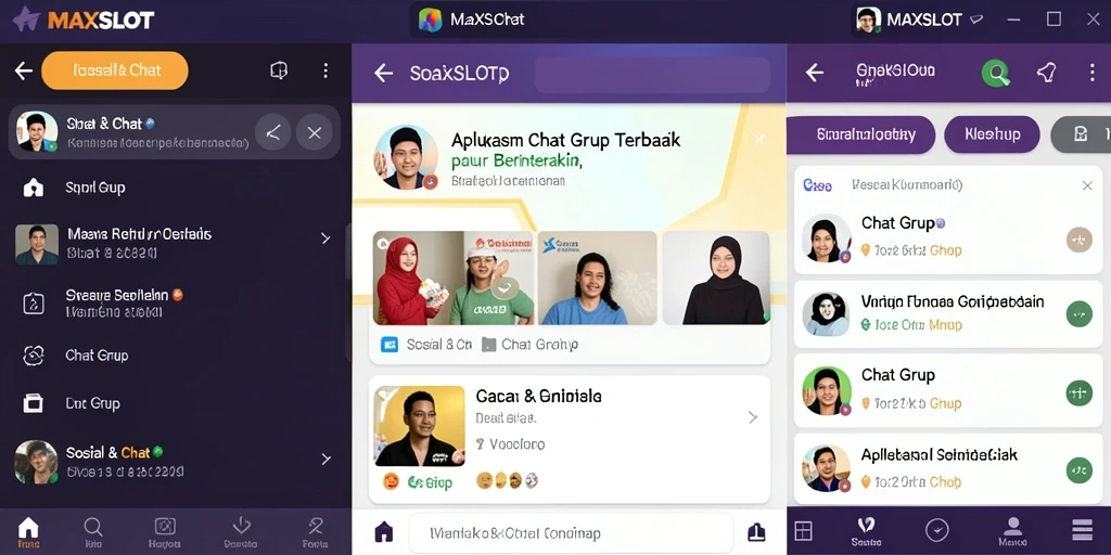 Antarmuka pengguna <strong>MAXSLOT</strong> saat chatting grup yang interaktif.