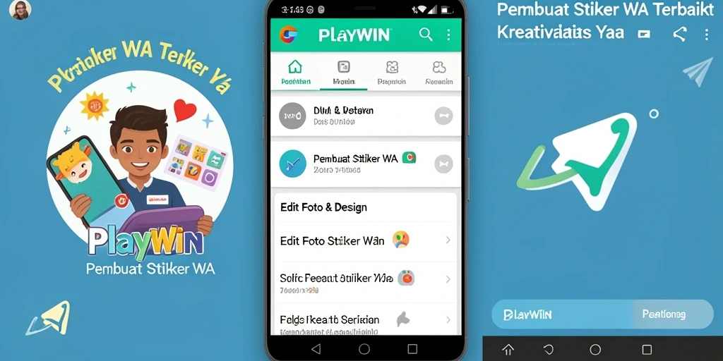 Tampilan antarmuka user-friendly dari PLAYWIN untuk Pembuat Stiker WA.