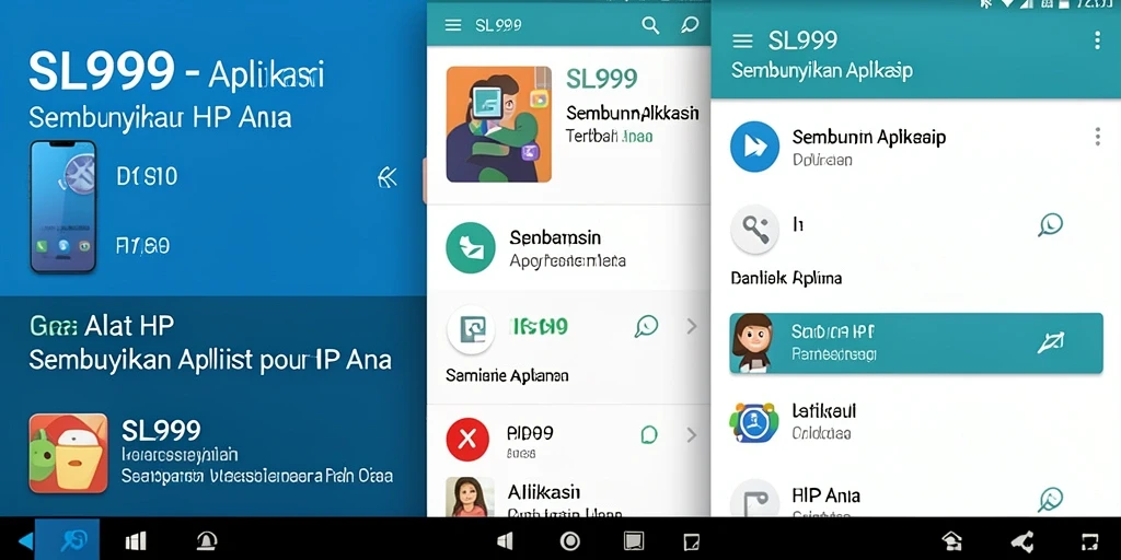 Antarmuka SL999 saat menyembunyikan aplikasi dengan pilihan pengaturan.