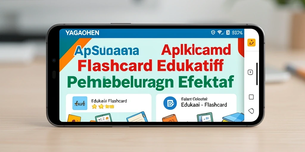 Tampilan antarmuka aplikasi YAGAOHEN dengan flashcard interaktif.